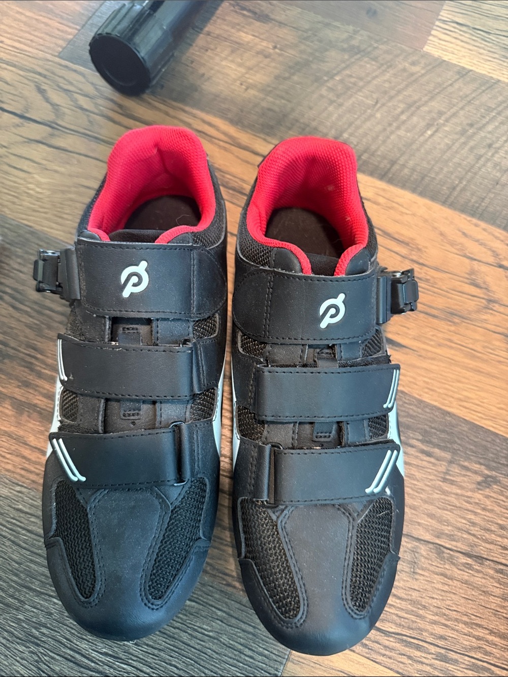 Peloton Black Cycling Shoes with Red Interior